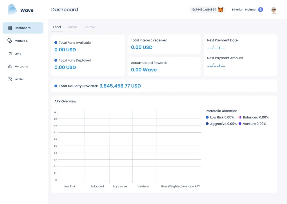 P2P Lending Platform Preview - Dashboard pinjaman peer-to-peer berbasis blockchain