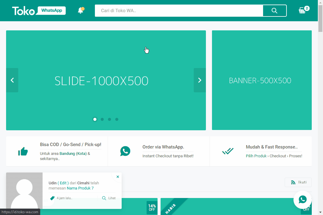 Live Search toko whatsapp
